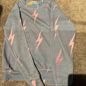 Aviator Nation Blue with Pink Lightning Bolt Sweatshirt